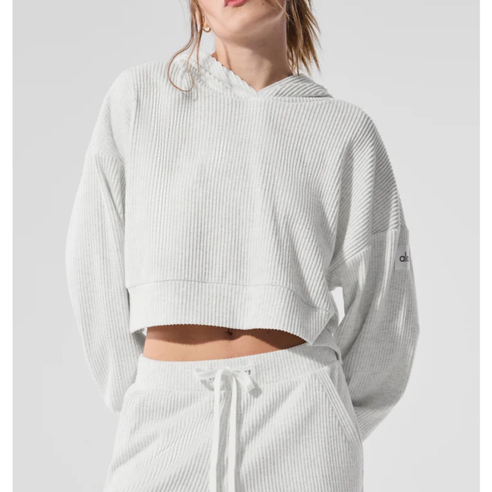 ALO Yoga Women's Ribbed White Hoodie